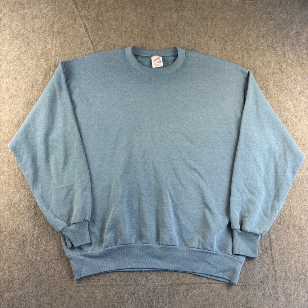 Vintage Jerzees Russell Corp Blank Crewneck Sweatshirt XL Blue Made in USA Mens